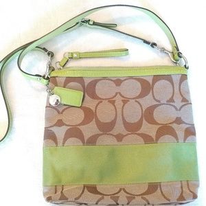 COACH Lime Green / Brown Crossbody Shoulder Purse